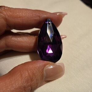 Faceted Teardrop Purple Crystal Pendant for Women